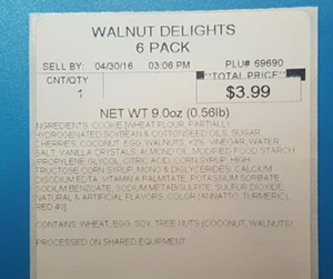 Giant Eagle Voluntarily Recalls Walnut Delight and Pecan Tassie Cookies Due to an Undeclared Milk Allergen